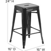image:imageFlash Furniture Kai Commercial Grade 24 High Backless Black Metal IndoorOutdoor Counter Height Stool with Square SeatBlack