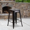 image:imageFlash Furniture Kai Commercial Grade 24 High Backless Black Metal IndoorOutdoor Counter Height Stool with Square SeatBlackantique Gold