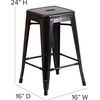 image:imageFlash Furniture Kai Commercial Grade 24 High Backless Black Metal IndoorOutdoor Counter Height Stool with Square SeatBlackantique Gold