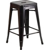 image:imageFlash Furniture Kai Commercial Grade 24 High Backless Black Metal IndoorOutdoor Counter Height Stool with Square SeatBlackantique Gold