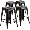 image:imageFlash Furniture Kai Commercial Grade 24 High Backless Black Metal IndoorOutdoor Counter Height Stool with Square SeatBlackantique Gold