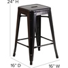 image:imageFlash Furniture Kai Commercial Grade 24 High Backless Black Metal IndoorOutdoor Counter Height Stool with Square SeatBlackantique Gold