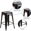 image:imageFlash Furniture Kai Commercial Grade 24 High Backless Black Metal IndoorOutdoor Counter Height Stool with Square SeatBlackantique Gold