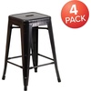 image:imageFlash Furniture Kai Commercial Grade 24 High Backless Black Metal IndoorOutdoor Counter Height Stool with Square SeatBlackantique Gold