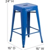 image:imageFlash Furniture Kai Commercial Grade 24 High Backless Black Metal IndoorOutdoor Counter Height Stool with Square SeatBlue