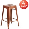 image:imageFlash Furniture Kai Commercial Grade 24 High Backless Black Metal IndoorOutdoor Counter Height Stool with Square SeatCopper