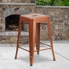 image:imageFlash Furniture Kai Commercial Grade 24 High Backless Black Metal IndoorOutdoor Counter Height Stool with Square SeatCopper