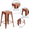 image:imageFlash Furniture Kai Commercial Grade 24 High Backless Black Metal IndoorOutdoor Counter Height Stool with Square SeatCopper