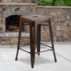 image:imageFlash Furniture Kai Commercial Grade 24 High Backless Black Metal IndoorOutdoor Counter Height Stool with Square SeatCopper
