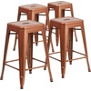 image:imageFlash Furniture Kai Commercial Grade 24 High Backless Black Metal IndoorOutdoor Counter Height Stool with Square SeatCopper