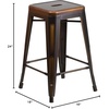 image:imageFlash Furniture Kai Commercial Grade 24 High Backless Black Metal IndoorOutdoor Counter Height Stool with Square SeatCopper