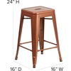 image:imageFlash Furniture Kai Commercial Grade 24 High Backless Black Metal IndoorOutdoor Counter Height Stool with Square SeatCopper