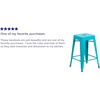 image:imageFlash Furniture Kai Commercial Grade 24 High Backless Black Metal IndoorOutdoor Counter Height Stool with Square SeatCrystal Tealblue