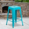 image:imageFlash Furniture Kai Commercial Grade 24 High Backless Black Metal IndoorOutdoor Counter Height Stool with Square SeatCrystal Tealblue