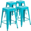 image:imageFlash Furniture Kai Commercial Grade 24 High Backless Black Metal IndoorOutdoor Counter Height Stool with Square SeatCrystal Tealblue