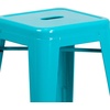 image:imageFlash Furniture Kai Commercial Grade 24 High Backless Black Metal IndoorOutdoor Counter Height Stool with Square SeatCrystal Tealblue