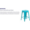 image:imageFlash Furniture Kai Commercial Grade 24 High Backless Black Metal IndoorOutdoor Counter Height Stool with Square SeatCrystal Tealblue