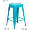 image:imageFlash Furniture Kai Commercial Grade 24 High Backless Black Metal IndoorOutdoor Counter Height Stool with Square SeatCrystal Tealblue