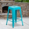 image:imageFlash Furniture Kai Commercial Grade 24 High Backless Black Metal IndoorOutdoor Counter Height Stool with Square SeatCrystal Tealblue