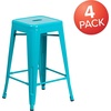 image:imageFlash Furniture Kai Commercial Grade 24 High Backless Black Metal IndoorOutdoor Counter Height Stool with Square SeatCrystal Tealblue