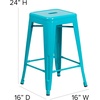 image:imageFlash Furniture Kai Commercial Grade 24 High Backless Black Metal IndoorOutdoor Counter Height Stool with Square SeatCrystal Tealblue