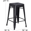 image:imageFlash Furniture Kai Commercial Grade 24 High Backless Black Metal IndoorOutdoor Counter Height Stool with Square SeatDistressed Black
