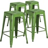 image:imageFlash Furniture Kai Commercial Grade 24 High Backless Black Metal IndoorOutdoor Counter Height Stool with Square SeatGreen