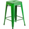 image:imageFlash Furniture Kai Commercial Grade 24 High Backless Black Metal IndoorOutdoor Counter Height Stool with Square SeatGreen