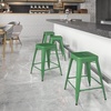 image:imageFlash Furniture Kai Commercial Grade 24 High Backless Black Metal IndoorOutdoor Counter Height Stool with Square SeatGreen