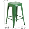 image:imageFlash Furniture Kai Commercial Grade 24 High Backless Black Metal IndoorOutdoor Counter Height Stool with Square SeatGreen