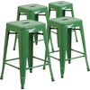 image:imageFlash Furniture Kai Commercial Grade 24 High Backless Black Metal IndoorOutdoor Counter Height Stool with Square SeatGreen