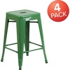 image:imageFlash Furniture Kai Commercial Grade 24 High Backless Black Metal IndoorOutdoor Counter Height Stool with Square SeatGreen