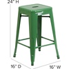image:imageFlash Furniture Kai Commercial Grade 24 High Backless Black Metal IndoorOutdoor Counter Height Stool with Square SeatGreen