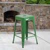 image:imageFlash Furniture Kai Commercial Grade 24 High Backless Black Metal IndoorOutdoor Counter Height Stool with Square SeatGreen