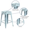 image:imageFlash Furniture Kai Commercial Grade 24 High Backless Black Metal IndoorOutdoor Counter Height Stool with Square SeatGreenblue