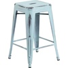 image:imageFlash Furniture Kai Commercial Grade 24 High Backless Black Metal IndoorOutdoor Counter Height Stool with Square SeatGreenblue