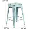 image:imageFlash Furniture Kai Commercial Grade 24 High Backless Black Metal IndoorOutdoor Counter Height Stool with Square SeatGreenblue