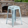 image:imageFlash Furniture Kai Commercial Grade 24 High Backless Black Metal IndoorOutdoor Counter Height Stool with Square SeatGreenblue