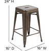 image:imageFlash Furniture Kai Commercial Grade 24 High Backless Black Metal IndoorOutdoor Counter Height Stool with Square SeatGun Metal
