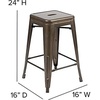 image:imageFlash Furniture Kai Commercial Grade 24 High Backless Black Metal IndoorOutdoor Counter Height Stool with Square SeatGun Metal