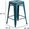 image:imageFlash Furniture Kai Commercial Grade 24 High Backless Black Metal IndoorOutdoor Counter Height Stool with Square SeatKelly Blueteal