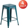 image:imageFlash Furniture Kai Commercial Grade 24 High Backless Black Metal IndoorOutdoor Counter Height Stool with Square SeatKelly Blueteal