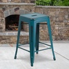 image:imageFlash Furniture Kai Commercial Grade 24 High Backless Black Metal IndoorOutdoor Counter Height Stool with Square SeatKelly Blueteal
