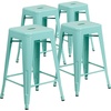 image:imageFlash Furniture Kai Commercial Grade 24 High Backless Black Metal IndoorOutdoor Counter Height Stool with Square SeatMint Green