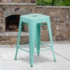 image:imageFlash Furniture Kai Commercial Grade 24 High Backless Black Metal IndoorOutdoor Counter Height Stool with Square SeatMint Green