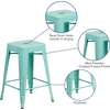 image:imageFlash Furniture Kai Commercial Grade 24 High Backless Black Metal IndoorOutdoor Counter Height Stool with Square SeatMint Green