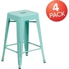 image:imageFlash Furniture Kai Commercial Grade 24 High Backless Black Metal IndoorOutdoor Counter Height Stool with Square SeatMint Green