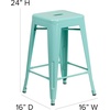 image:imageFlash Furniture Kai Commercial Grade 24 High Backless Black Metal IndoorOutdoor Counter Height Stool with Square SeatMint Green
