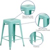image:imageFlash Furniture Kai Commercial Grade 24 High Backless Black Metal IndoorOutdoor Counter Height Stool with Square SeatMint Green
