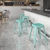 image:imageFlash Furniture Kai Commercial Grade 24 High Backless Black Metal IndoorOutdoor Counter Height Stool with Square SeatMint Green